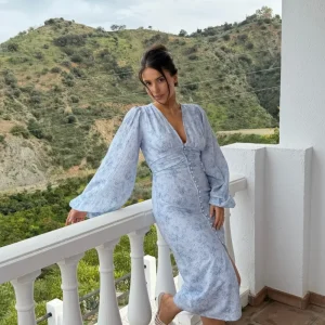 Adaic long dress soft blue blossom